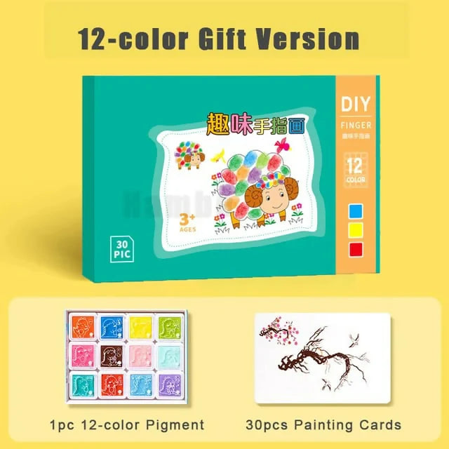 FINGER PAINTING FOR KIDS (12 COLOURS+30 CARDS)