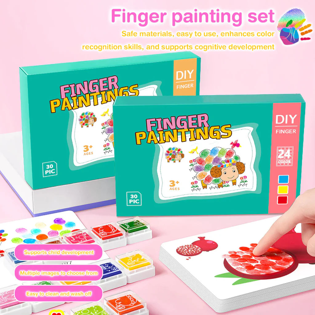 FINGER PAINTING FOR KIDS (12 COLOURS+30 CARDS)